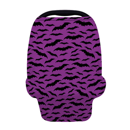 Purple And Black Halloween Bat Print Baby Seat Cover