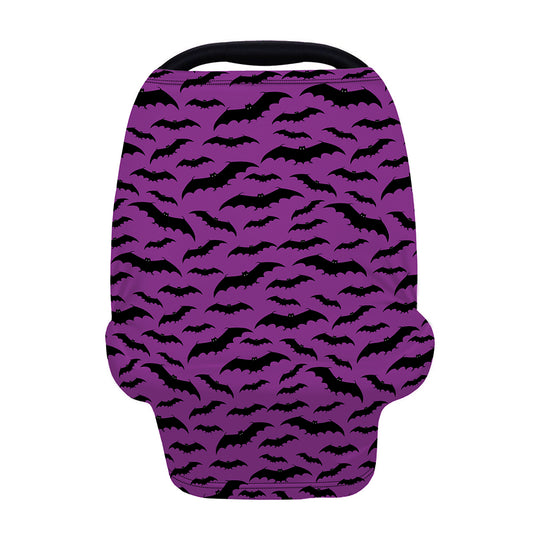 Purple And Black Halloween Bat Print Baby Seat Cover
