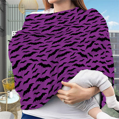 Purple And Black Halloween Bat Print Baby Seat Cover