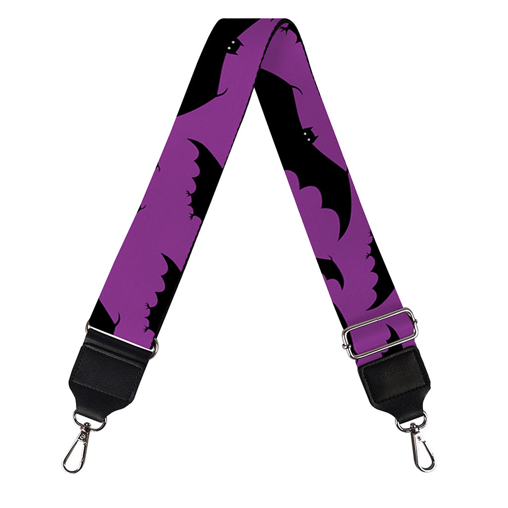 Purple And Black Halloween Bat Print Bag Strap