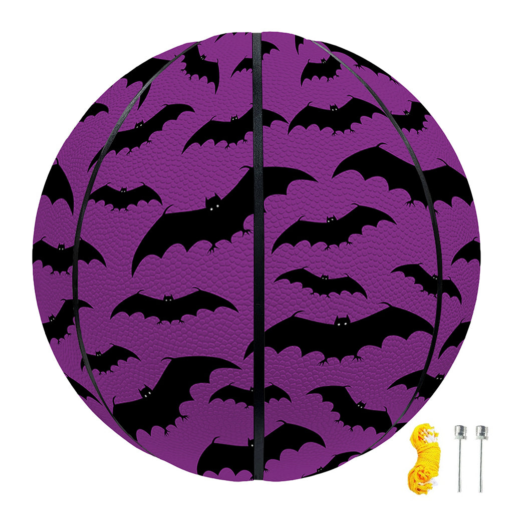 Purple And Black Halloween Bat Print Basketball