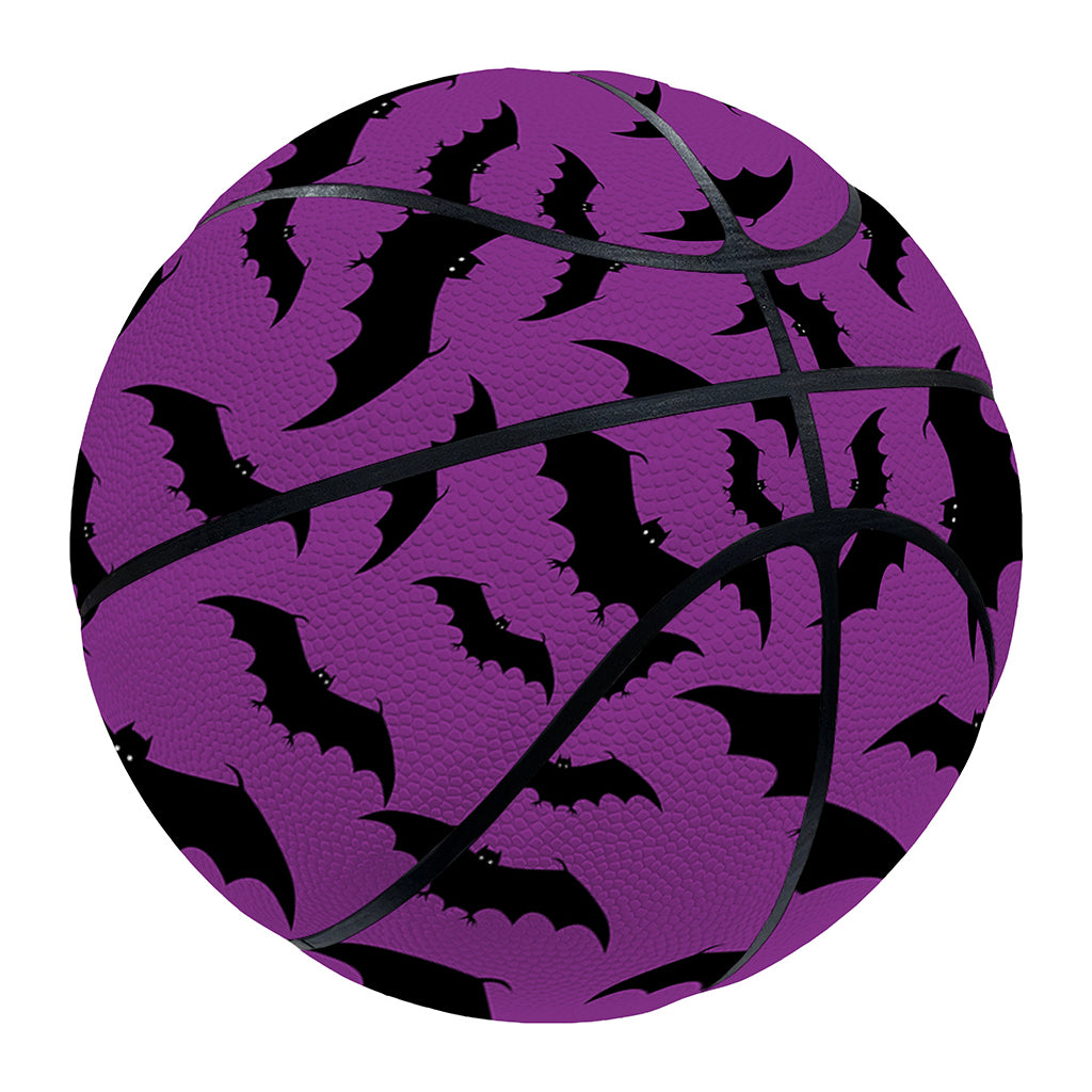 Purple And Black Halloween Bat Print Basketball