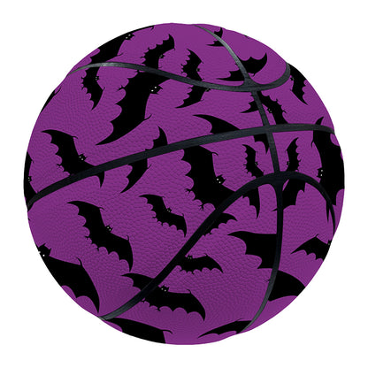 Purple And Black Halloween Bat Print Basketball