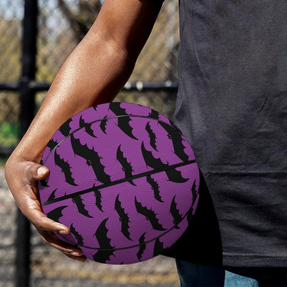Purple And Black Halloween Bat Print Basketball