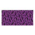 Purple And Black Halloween Bat Print Beach Towel