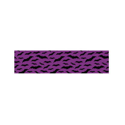 Purple And Black Halloween Bat Print Bed Runner