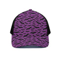 Purple And Black Halloween Bat Print Black Mesh Trucker Hat