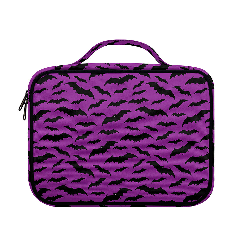 Purple And Black Halloween Bat Print Briefcase Bible Bag