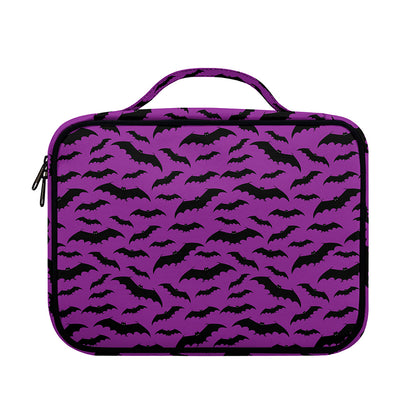 Purple And Black Halloween Bat Print Briefcase Bible Bag
