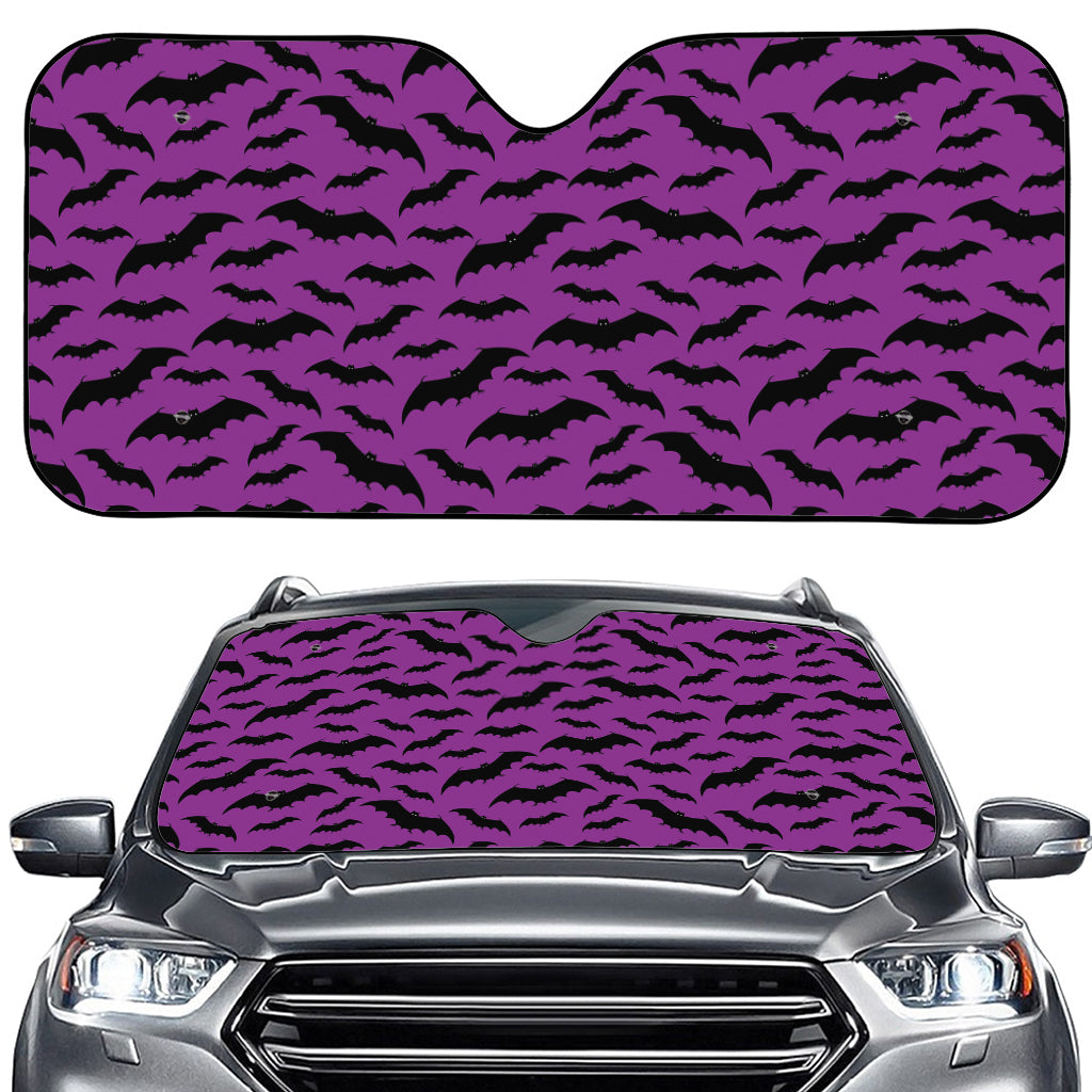 Purple And Black Halloween Bat Print Car Windshield Sun Shade