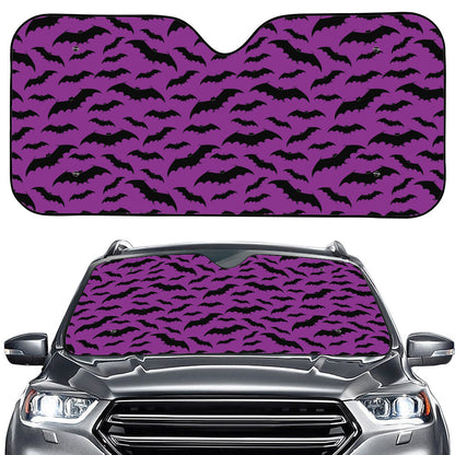 Purple And Black Halloween Bat Print Car Windshield Sun Shade