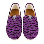 Purple And Black Halloween Bat Print Casual Shoes