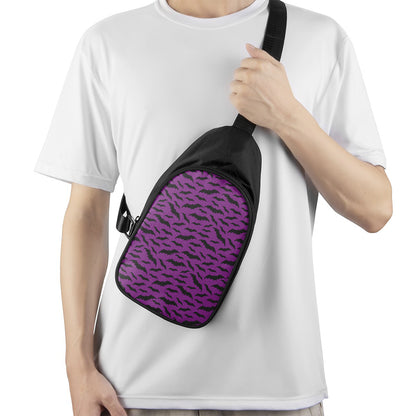 Purple And Black Halloween Bat Print Chest Bag