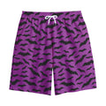 Purple And Black Halloween Bat Print Cotton Shorts