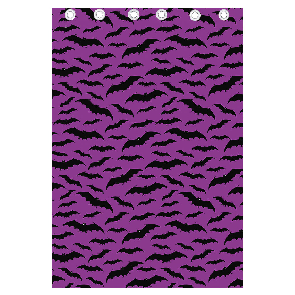 Purple And Black Halloween Bat Print Curtain