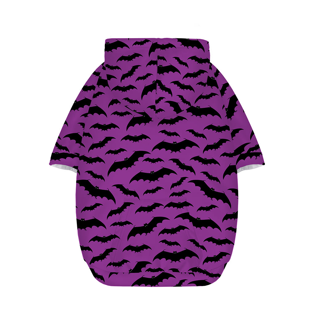 Purple And Black Halloween Bat Print Dog Zip Up Hoodie