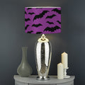 Purple And Black Halloween Bat Print Drum Lamp Shade