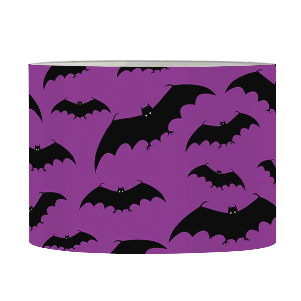 Purple And Black Halloween Bat Print Drum Lamp Shade