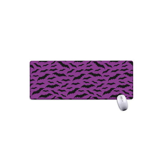 Purple And Black Halloween Bat Print Extended Mouse Pad