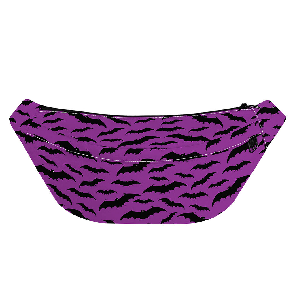 Purple And Black Halloween Bat Print Fanny Pack