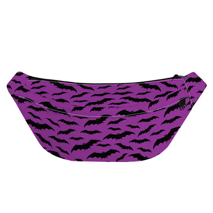 Purple And Black Halloween Bat Print Fanny Pack