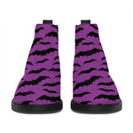 Purple And Black Halloween Bat Print Flat Ankle Boots