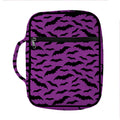 Purple And Black Halloween Bat Print Front Pocket Bible Bag
