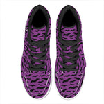Purple And Black Halloween Bat Print High Top Leather Sneakers