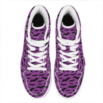 Purple And Black Halloween Bat Print High Top Leather Sneakers
