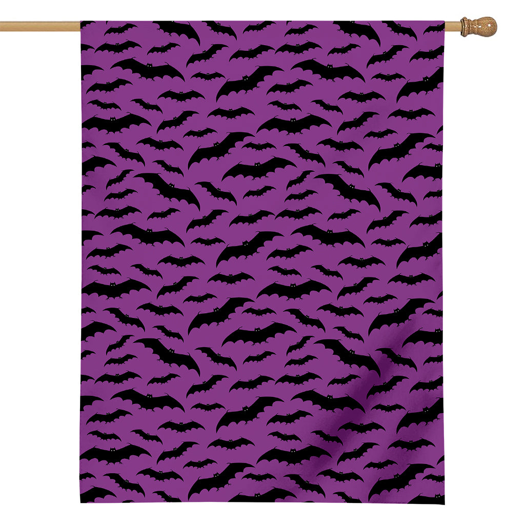 Purple And Black Halloween Bat Print House Flag