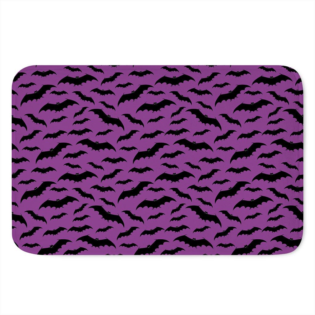 Purple And Black Halloween Bat Print Indoor Door Mat