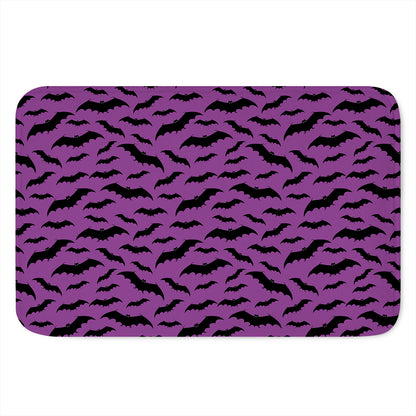 Purple And Black Halloween Bat Print Indoor Door Mat