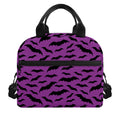 Purple And Black Halloween Bat Print Insulated Lunch Bag