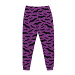 Purple And Black Halloween Bat Print Jogger Pants