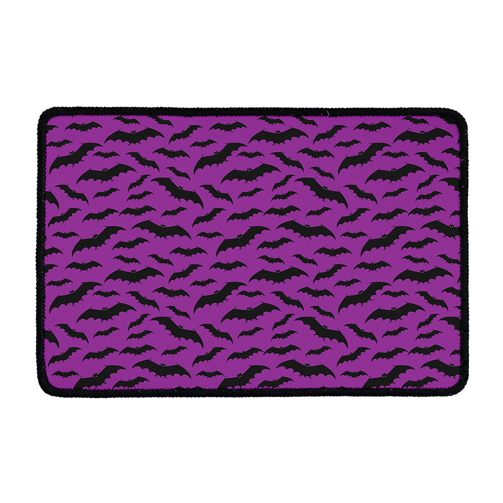 Purple And Black Halloween Bat Print Kitchen Mat