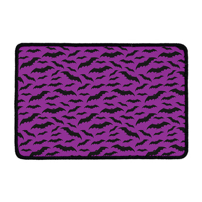 Purple And Black Halloween Bat Print Kitchen Mat