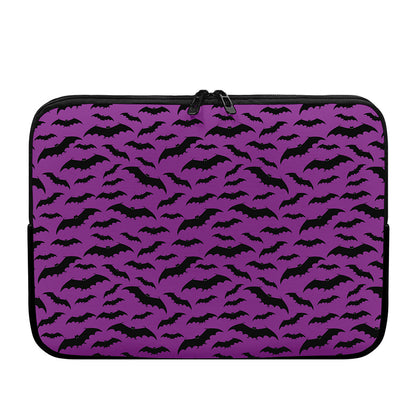 Purple And Black Halloween Bat Print Laptop Sleeve