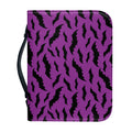 Purple And Black Halloween Bat Print Leather Bible Cover