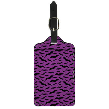 Purple And Black Halloween Bat Print Luggage Tag