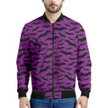 Purple And Black Halloween Bat Print Men's Bomber Jacket