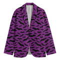 Purple And Black Halloween Bat Print Men's Cotton Blazer