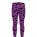 Purple And Black Halloween Bat Print Men's Leggings