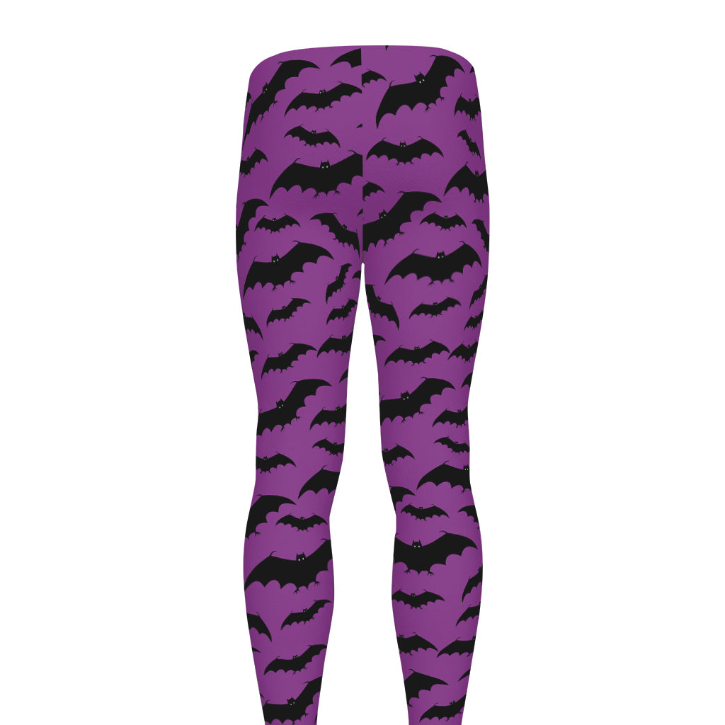 Purple And Black Halloween Bat Print Men's leggings