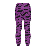 Purple And Black Halloween Bat Print Men's leggings