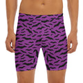 Purple And Black Halloween Bat Print Men's Long Boxer Briefs