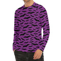 Purple And Black Halloween Bat Print Men's Long Sleeve Rash Guard