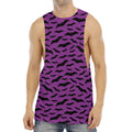 Purple And Black Halloween Bat Print Men's Muscle Tank Top