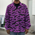 Purple And Black Halloween Bat Print Men's Shirt Jacket