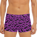 Purple And Black Halloween Bat Print Men's Short Boxer Briefs