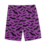 Purple And Black Halloween Bat Print Men's Sports Shorts